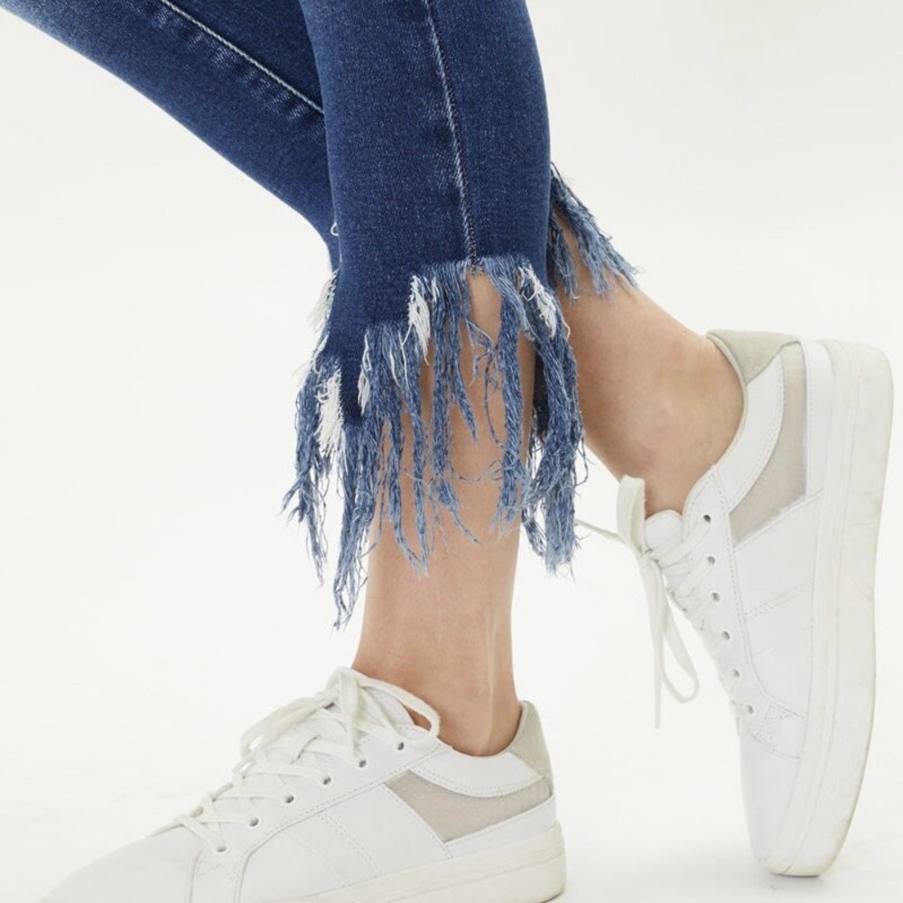 KanCan Audrina Mid Rise Distressed Fringe Ankle Skinny Jeans Women's Size 25 - Picture 5 of 14